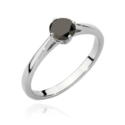 Pierścionek zaręczynowy z białego złota z czarnym diamentem 0,60ct Paris Love