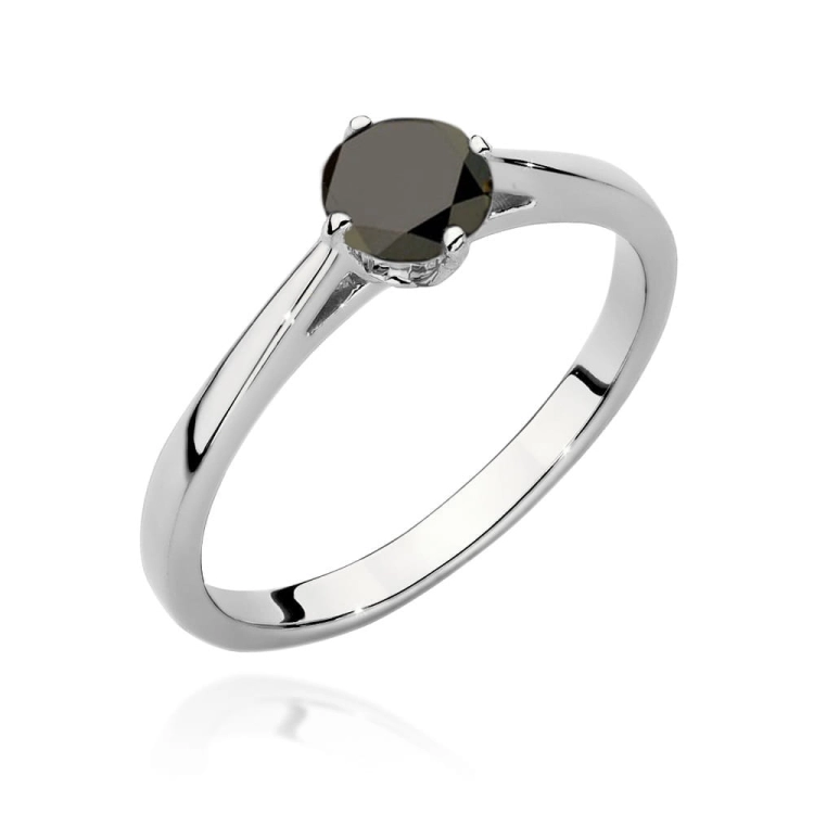 Pierścionek zaręczynowy z białego złota z czarnym diamentem 0,60ct Paris Love