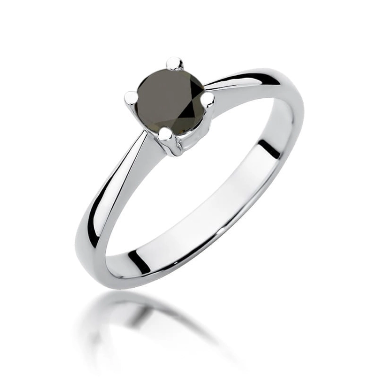 Pierścionek zaręczynowy z białego złota z czarnym diamentem 0,60ct Paris Love