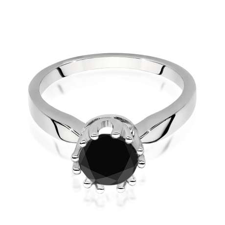 Przejdź do produktu Pierścionek zaręczynowy z białego złota z czarnym diamentem 1,00ct Paris Love 