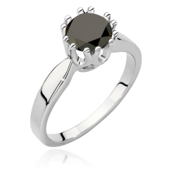 Pierścionek zaręczynowy z białego złota z czarnym diamentem 1,00ct Paris Love