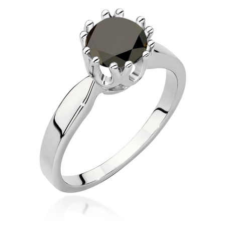 Przejdź do produktu Pierścionek zaręczynowy z białego złota z czarnym diamentem 1,00ct Paris Love 