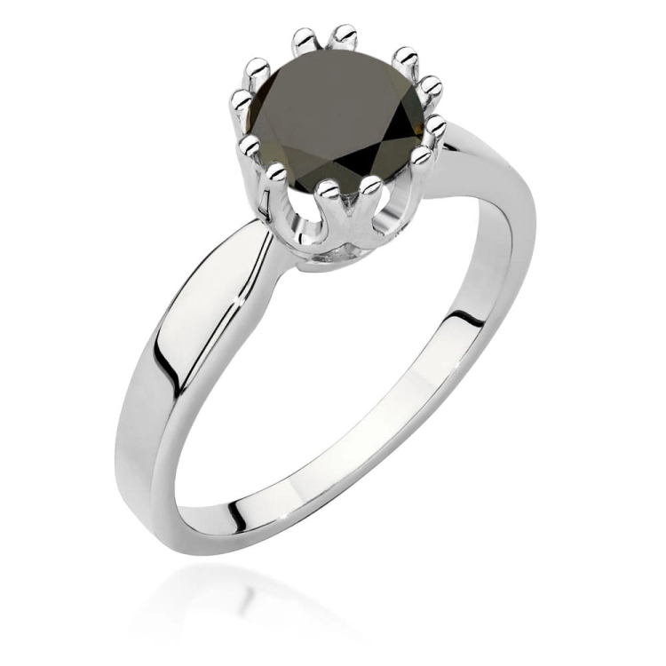 Pierścionek zaręczynowy z białego złota z czarnym diamentem 1,00ct Paris Love