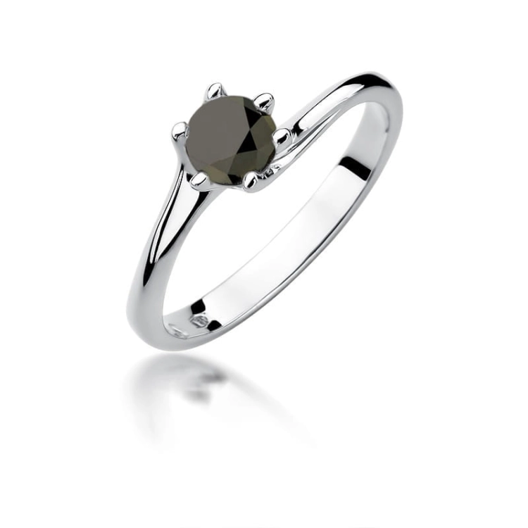 Pierścionek zaręczynowy z białego złota z czarnym diamentem 0,60ct Paris Love
