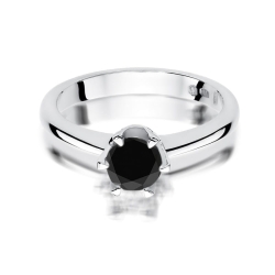 Pierścionek zaręczynowy z białego złota z czarnym diamentem 0,60ct Paris Love