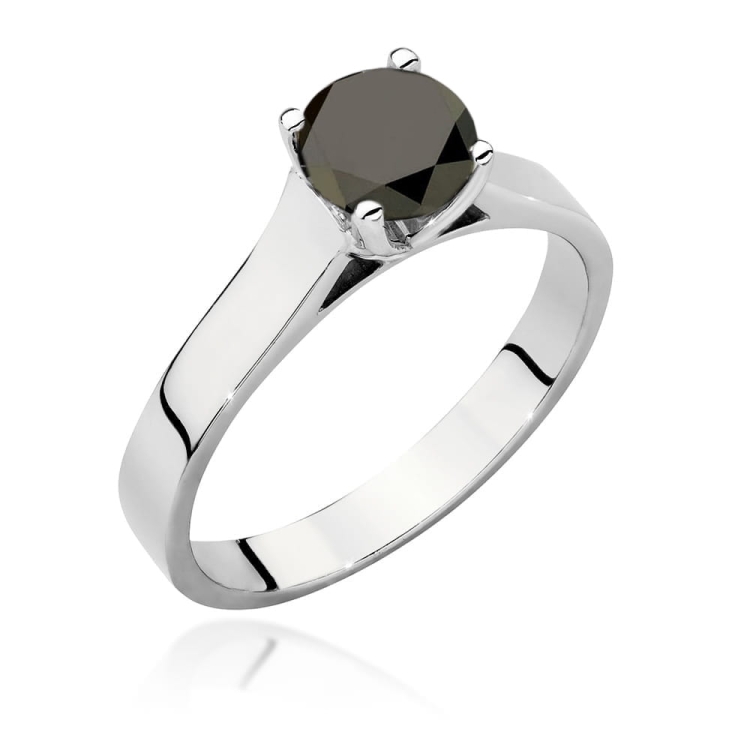 Pierścionek zaręczynowy z białego złota z czarnym diamentem 1,00ct Paris Love