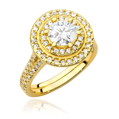 Przejdź do produktu Pierścionek zaręczynowy z żółtego złota z centralnym diamentem 0,70ct Fire Of Love 