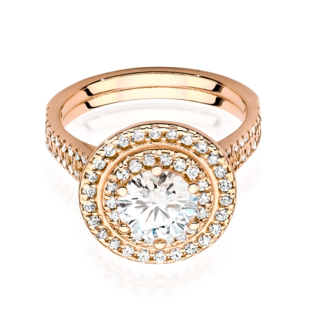 Przejdź do produktu Pierścionek zaręczynowy z różowego złota z centralnym diamentem 1,00ct Fire Of Love