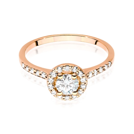 Przejdź do produktu Pierścionek zaręczynowy z różowego złota z diamentem 0,40ct i bocznymi diamencikami Fire Of Love 
