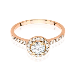Pierścionek zaręczynowy z różowego złota z diamentem 0,50ct i bocznymi diamencikami Fire Of Love