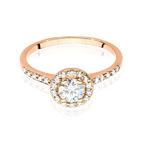 Przejdź do produktu Pierścionek zaręczynowy z różowego złota z diamentem 0,50ct i bocznymi diamencikami Fire Of Love