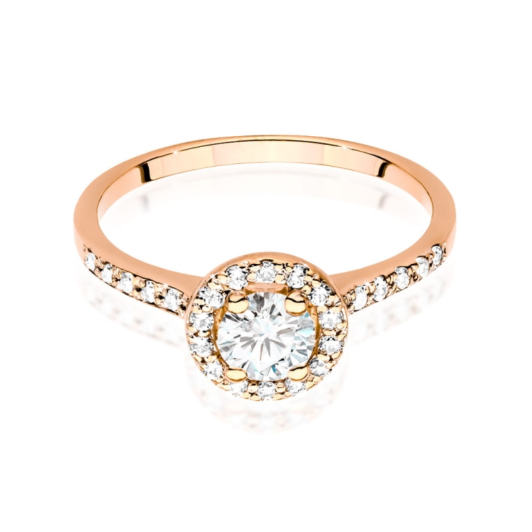 Pierścionek zaręczynowy z różowego złota z diamentem 0,50ct i bocznymi diamencikami Fire Of Love
