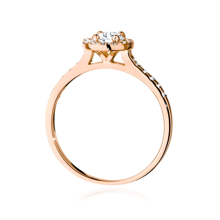 Pierścionek zaręczynowy z różowego złota z diamentem 0,50ct i bocznymi diamencikami Fire Of Love
