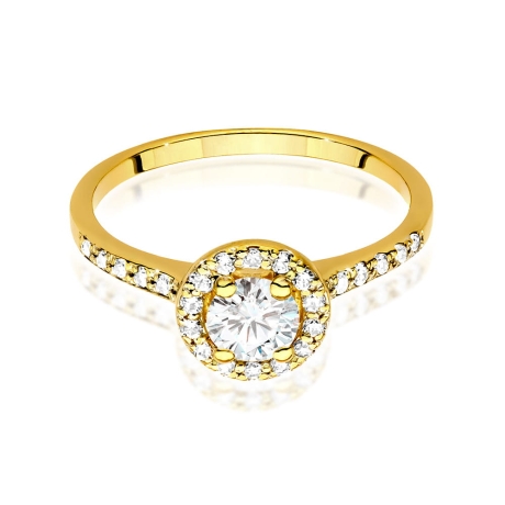 Przejdź do produktu Pierścionek zaręczynowy z żółtego złota z diamentem 0,50ct i bocznymi diamencikami Fire Of Love 