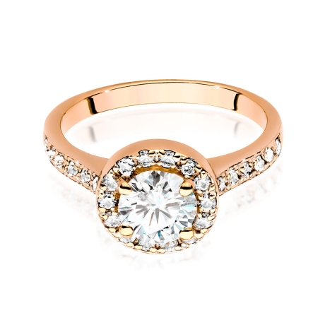 Przejdź do produktu Pierścionek zaręczynowy z różowego złota z diamentem 0,70ct i bocznymi diamencikami Fire Of Love