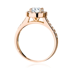 Pierścionek zaręczynowy z różowego złota z diamentem 0,70ct i bocznymi diamencikami Fire Of Love