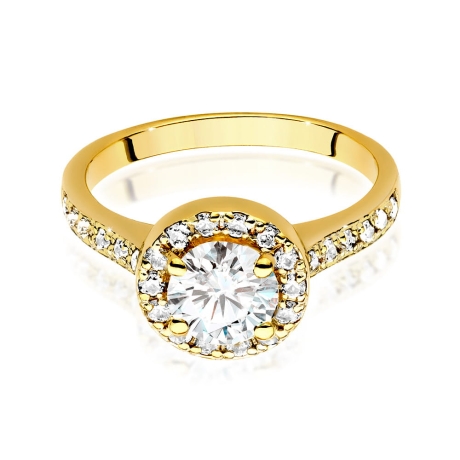 Przejdź do produktu Pierścionek zaręczynowy z żółtego złota z diamentem 0,70ct i bocznymi diamencikami Fire Of Love 