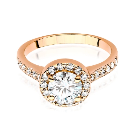 Przejdź do produktu Pierścionek zaręczynowy z różowego złota z diamentem 1,00ct i bocznymi diamencikami Fire Of Love