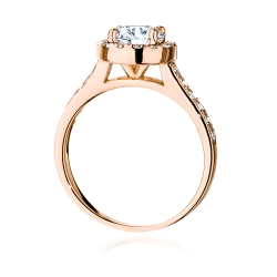 Pierścionek zaręczynowy z różowego złota z diamentem 1,00ct i bocznymi diamencikami Fire Of Love