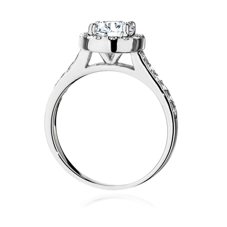 Pierścionek zaręczynowy z białego złota z diamentem 1,00ct i bocznymi diamencikami Fire Of Love