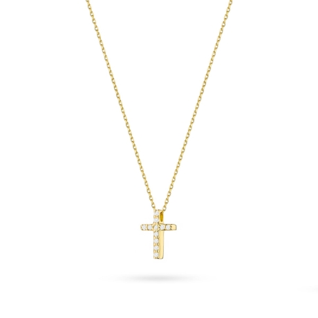 Przejdź do produktu Naszyjnik z żółtego złota z diamentem 0,05ct krzyżyk The Diamonds 