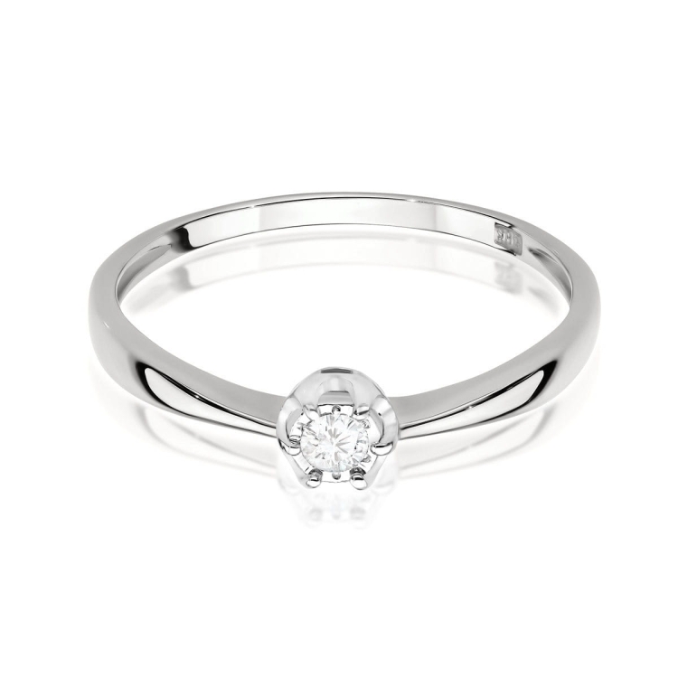 Pierścionek zaręczynowy z białego złota z diamentem 0,06ct Fire Of Love