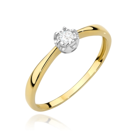 Przejdź do produktu Pierścionek zaręczynowy z żółtego złota z diamentem 0,06ct Fire Of Love