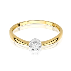 Pierścionek zaręczynowy z żółtego złota z diamentem 0,06ct Fire Of Love