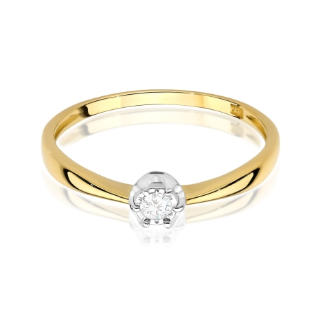 Przejdź do produktu Pierścionek zaręczynowy z żółtego złota z diamentem 0,06ct Fire Of Love