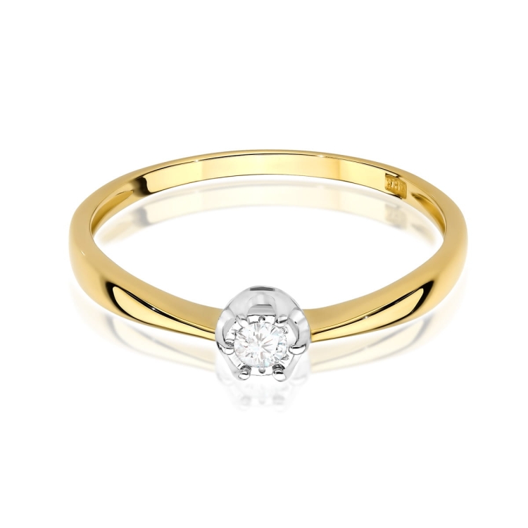 Pierścionek zaręczynowy z żółtego złota z diamentem 0,06ct Fire Of Love