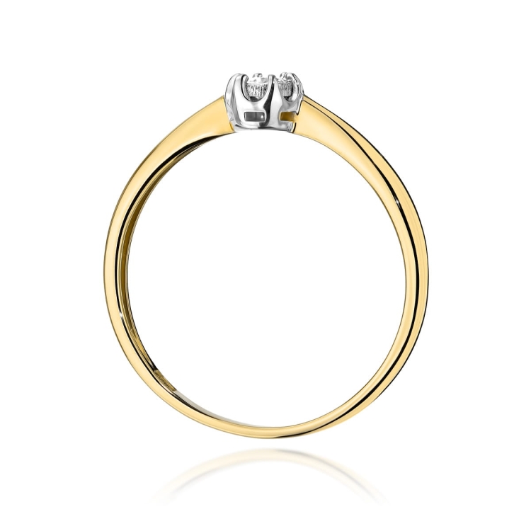 Pierścionek zaręczynowy z żółtego złota z diamentem 0,06ct Fire Of Love