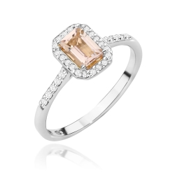 Pierścionek zaręczynowy z białego złota z morganitem i diamentami 0,19ct Fire Of Love