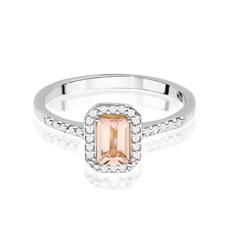 Przejdź do produktu Pierścionek zaręczynowy z białego złota z morganitem i diamentami 0,19ct Fire Of Love 
