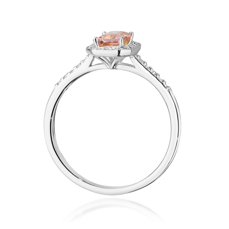 Pierścionek zaręczynowy z białego złota z morganitem i diamentami 0,19ct Fire Of Love