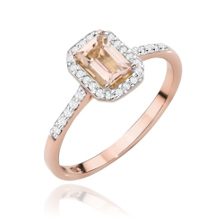 Pierścionek zaręczynowy z różowego złota z morganitem i diamentami 0,19ct Fire Of Love