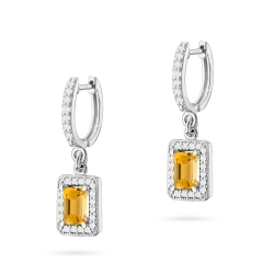 Kolczyki z białego złota 585 z cytrynem i diamentami 0,34ct The Diamonds