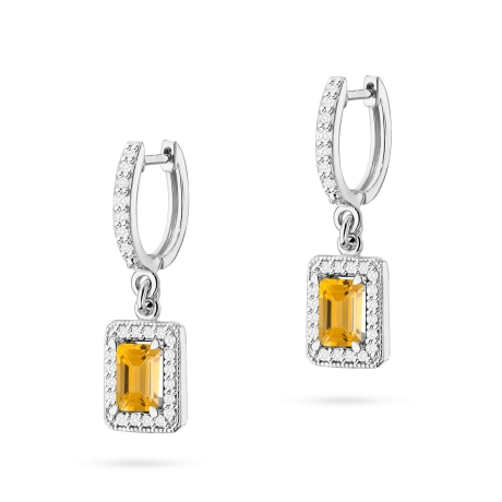 Przejdź do produktu Kolczyki z białego złota 585 z cytrynem i diamentami 0,34ct The Diamonds