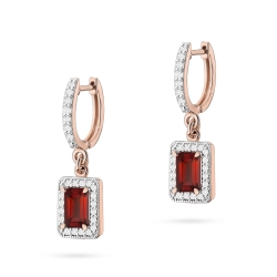 Kolczyki z różowego złota 585 z granatem i diamentami 0,34ct The Diamonds
