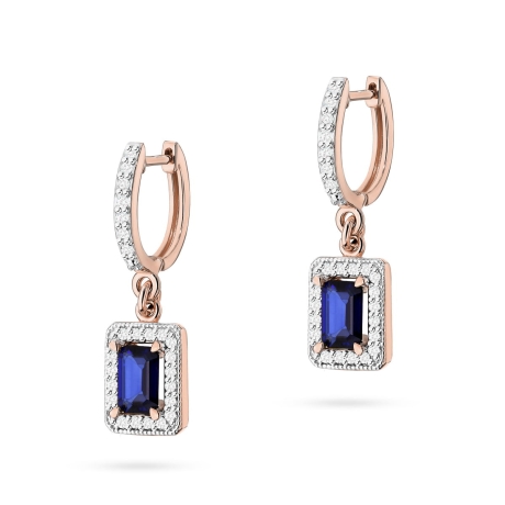 Przejdź do produktu Kolczyki z różowego złota 585 z szafirem i diamentami 0,34ct The Diamonds