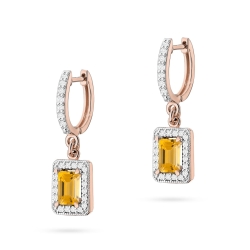 Kolczyki z różowego złota 585 z cytrynem i diamentami 0,34ct The Diamonds