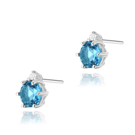 Przejdź do produktu Kolczyki z białego złota 585 z topazem i diamentami 0,03ct The Diamonds