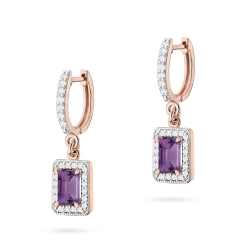 Kolczyki z różowego złota 585 z ametystem i diamentami 0,34ct The Diamonds