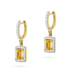 Kolczyki z żółtego złota 585 z cytrynem i diamentami 0,34ct The Diamonds