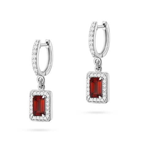 Przejdź do produktu Kolczyki z białego złota 585 z granatem i diamentami 0,34ct The Diamonds