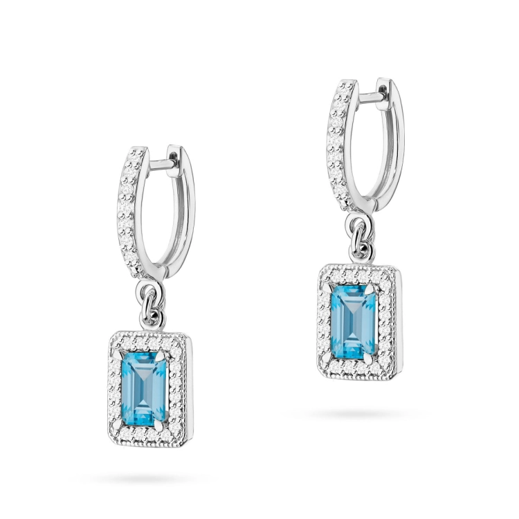 Kolczyki z żółtego złota 585 z topazem i diamentami 0,34ct The Diamonds