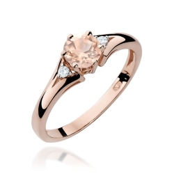 Pierścionek zaręczynowy z różowego złota z morganitem i diamentami 0,03ct Fire Of Love