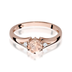 Pierścionek zaręczynowy z różowego złota z morganitem i diamentami 0,03ct Fire Of Love
