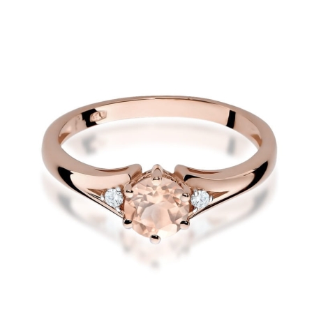 Przejdź do produktu Pierścionek zaręczynowy z różowego złota z morganitem i diamentami 0,03ct Fire Of Love 