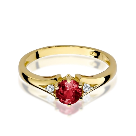Przejdź do produktu Pierścionek zaręczynowy z żółtego złota z granatem i diamentami 0,03ct Fire Of Love 