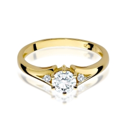 Pierścionek zaręczynowy z żółtego złota z białym szafirem i diamentami 0,03ct Fire Of Love